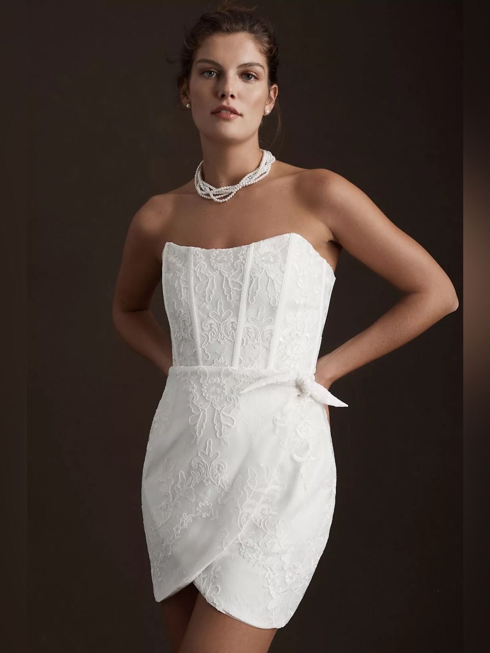 V. Chapman Nigella Corset Side-Wrap Lace Mini Dress Size 0